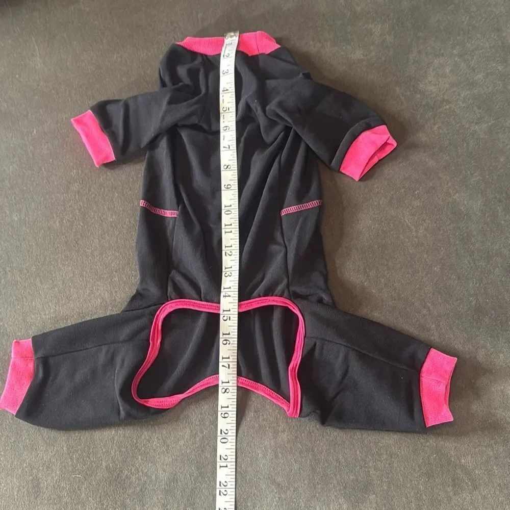 Dog One Piece Jumpsuit Pajamas Black and Pink Size XXL for Small Dogs NEW